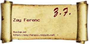 Zay Ferenc névjegykártya